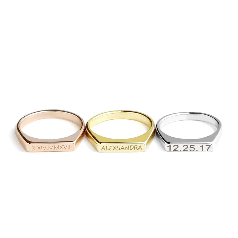 Gold Ring Nd Stamp On Jewelry Custom Engraved Logo Band 18k Gold