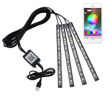 4in 136 led APP Universal automotive decorative accessories ambient 5050SMD RGB led usb car interior atmosphere light