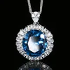 Blue pointed crystal pendant with Chopin chain