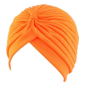 Bonnet Hat For Musleim Womens Solid Color Turba Elastic Stretchy Beanies Hat Bandanas Big Satin Lady's Headscarf