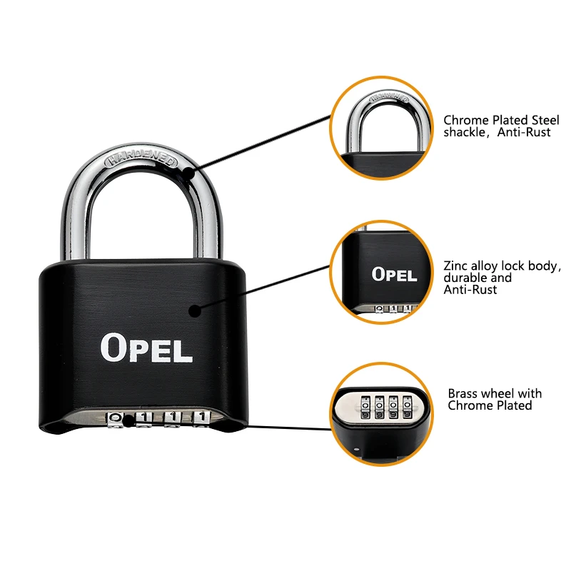 OPEL Hot Selling Changeable Combination Lock Rectangle Padlock Circle Padlock with Great Price