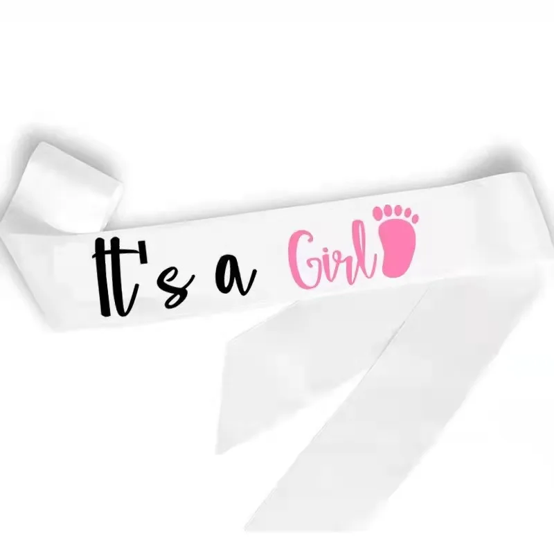 Fascia per Baby Shower per ragazzo o ragazza-fascia mamma con bellissimo nastro Glitter bianco genere rivela regalo