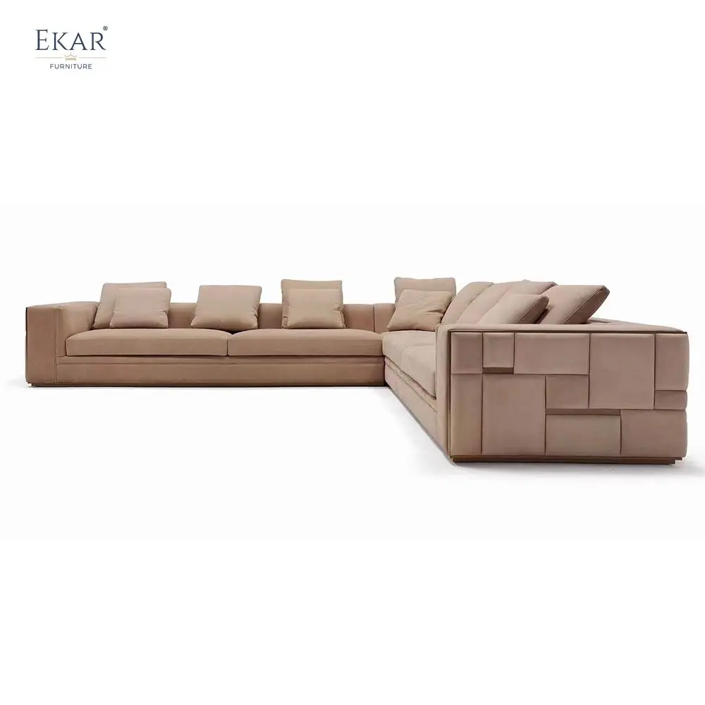 Designer Art Luxury Modular Sectional Sofa - New Gold Brushed Metal Frame Corner Sofa manufacture