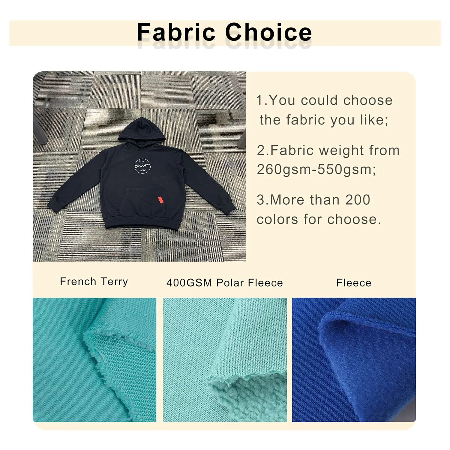 Manufacturer French Terry Blank Hoodie 100% Cotton Oversized 14 Oz Hoodies Men Heavyweight Hoodie 400 GSM