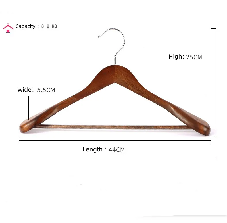 Custom logo extra shoulder wood coat hanger brand wooden clothing hanger for display