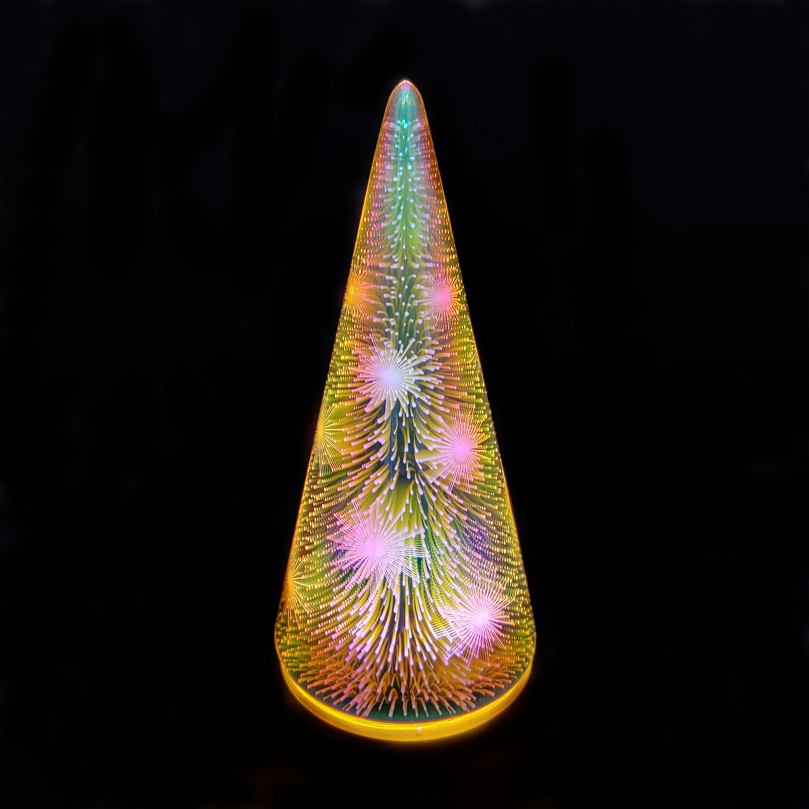 Battery powered decorative 3D handblown glass Christmas tree novel products supplier