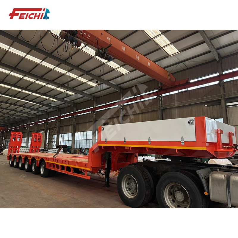 6 Axle Low Bed Trailer Length 16 Meters 8 Meters Pull-out Expansion Airbag Lifted Lowbed Semi Truck Trailer