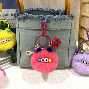 Internet-famous Cute Cartoon Keychain, Adorable and Creative Little Coal Ball Plush Toy Backpack Hanger, Student Doll Gift