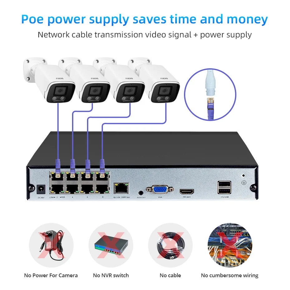 KERUI 8MP POE Camera Vehicle Audio Face Detection Home Security Network Camera for NVR System Surveillance Bullet IP Camera CCTV
