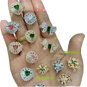 Customized 14K Gold Accessories CZ Colored Charm Connectors Metal & Brass Jewelry Findings for Bulk Orders