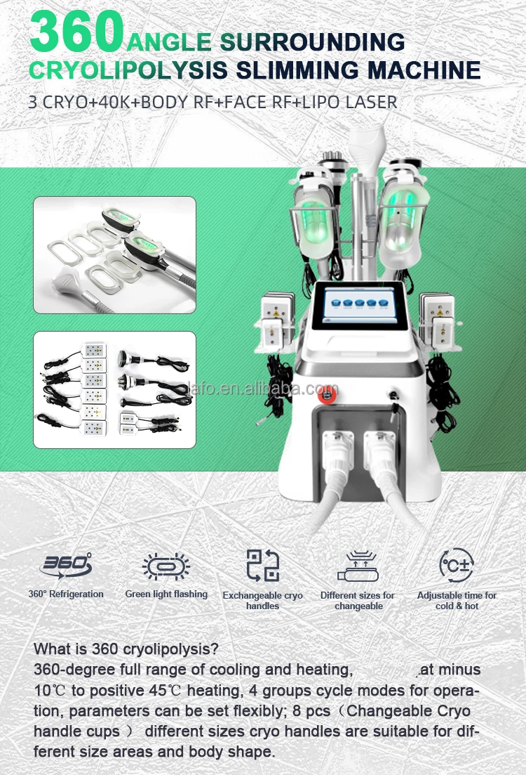 Popular 2023 Portable Cryo 360 Cryolipolysis Body Slimming Cavitation Rf Vacuum Cryo Cryolipolysis Machine