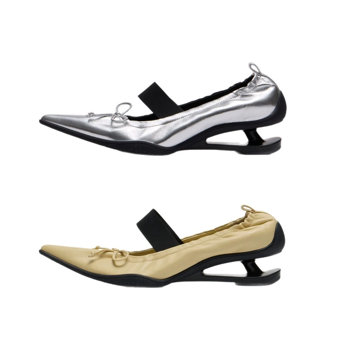 Fashion Pointed Toe Ballet Styles Mary Jean Wedge Heel Lady Pu Leather Women High Heels Pumps - Image 2