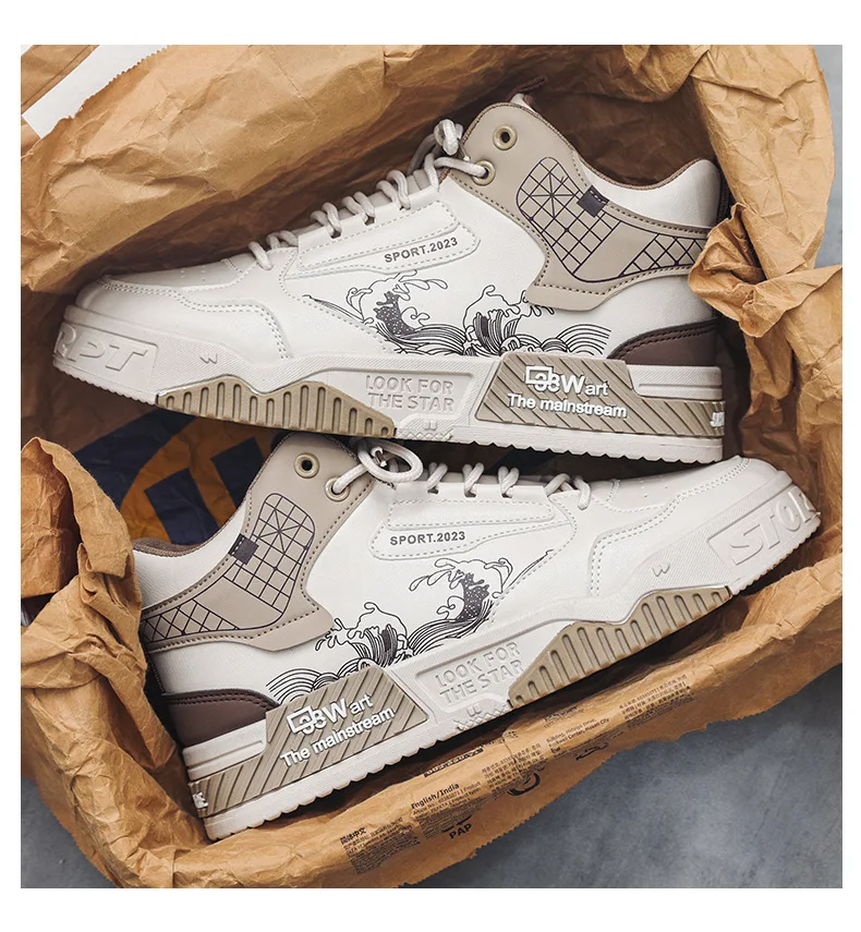 White Fashion Lace up Sneakers Skateboarding Shoes for Man Sneakers Brand Shoes