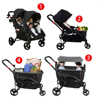 OEM ODM Baby Wagon Stroller, Custom Baby Trend 2-in-1 Stroller Wagon, Free Design Baby Wagon Stroller With Canopy/