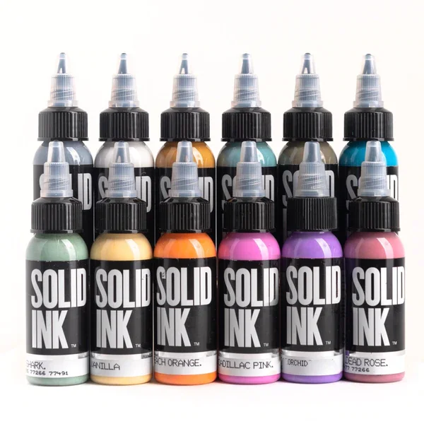 ART DECO SET 12 Color Solid Ink Pigment Power Best Sellers in Tattoo Ink Supply Cup Plastic Permanent Shop Tattoo Ink