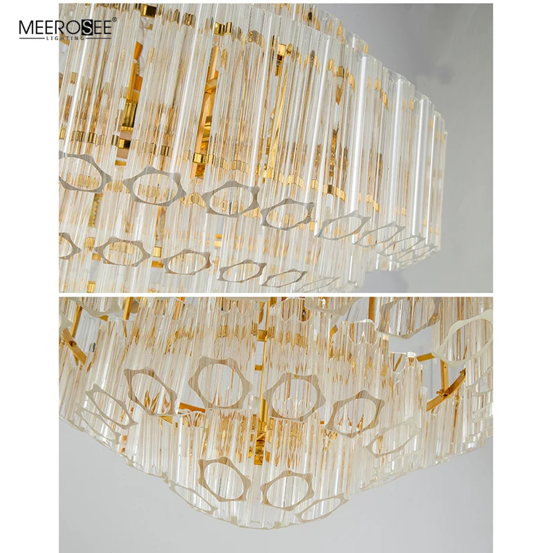 Meerosee Customized Crystal Chandelier Luxury Glass Pendant Lamp /Home Living Room Chandelier MD86788