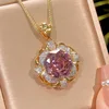 Gold dried rose pendant with Chopin chain