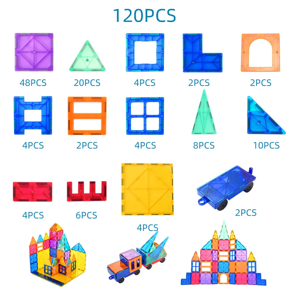 YUQI 80PCS Building Blocks Magnet Building Tiles Magnetic Toys for Kids 3D Magnet Puzzles Stacking Blocks