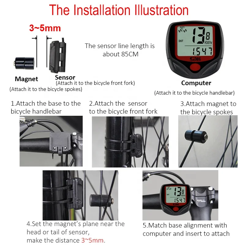 Велосипедный проводной Спидометр Sunding велосипедный одометр измеритель скорости в миль/ч для улицы и помещений защита от дождя