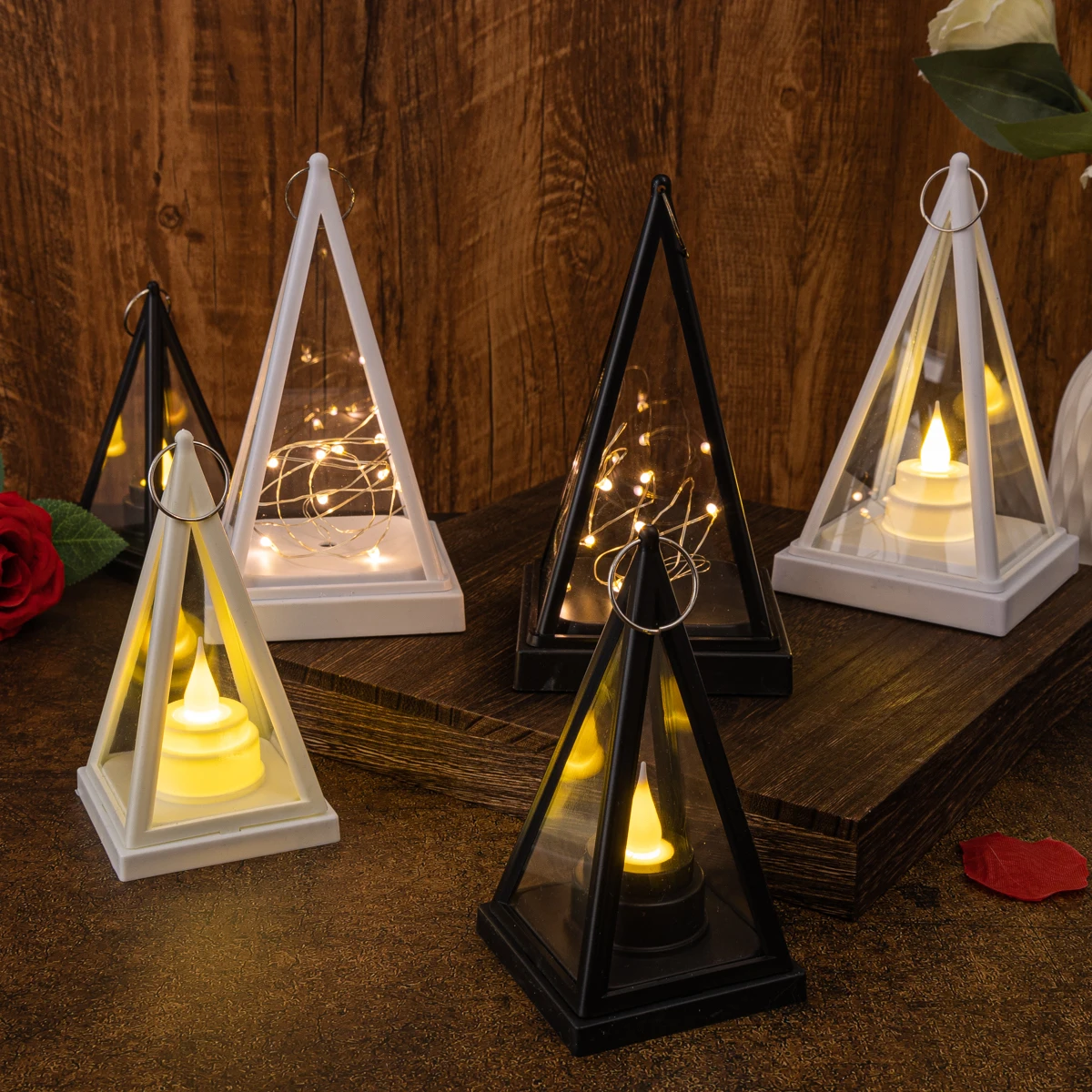 product plastic sized triangular flameless led candles can be customized with light strings for holiday and christmas decor home decor-31