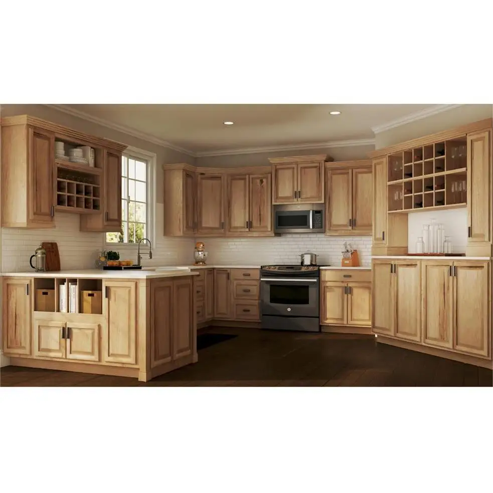 American Classical Style High Quality Espresso Solid Wood Kitchen Cabinet Design Customized factory