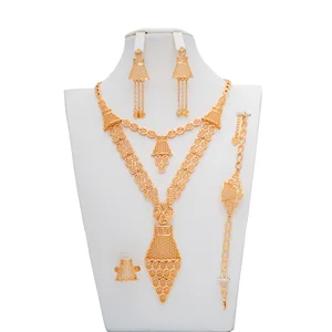 Gold Plated Women's Jewelry Dubai Fashion Jewelry Sets 2026 Wedding Necklace Earrings Bridal Jewelry Set Designs