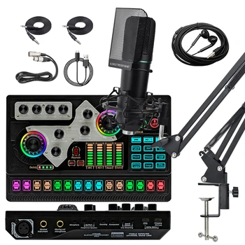 Professional SX96 48V Live Sound Card Set U87 USB Audio Sound
