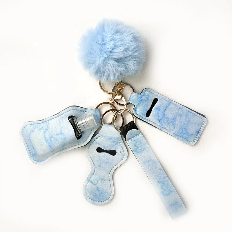 6 шт. Пустой дорожный размер бутылки и брелок держатель набор Крючки для ключей футляр для гигиенической помады брелки