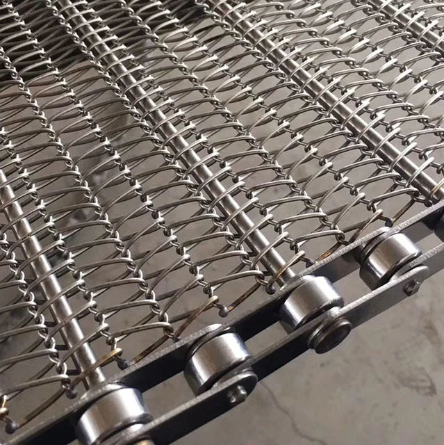 Customized Stainless Steel Conveyor Belt Manufacturer Chain Link Wire Mesh Belt Spiral Balance Woven Level Screen Mesh Belt Net