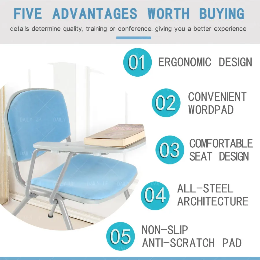 College Padded Chair Ventilated Children Study Chair with Tablet Chair Upholstered