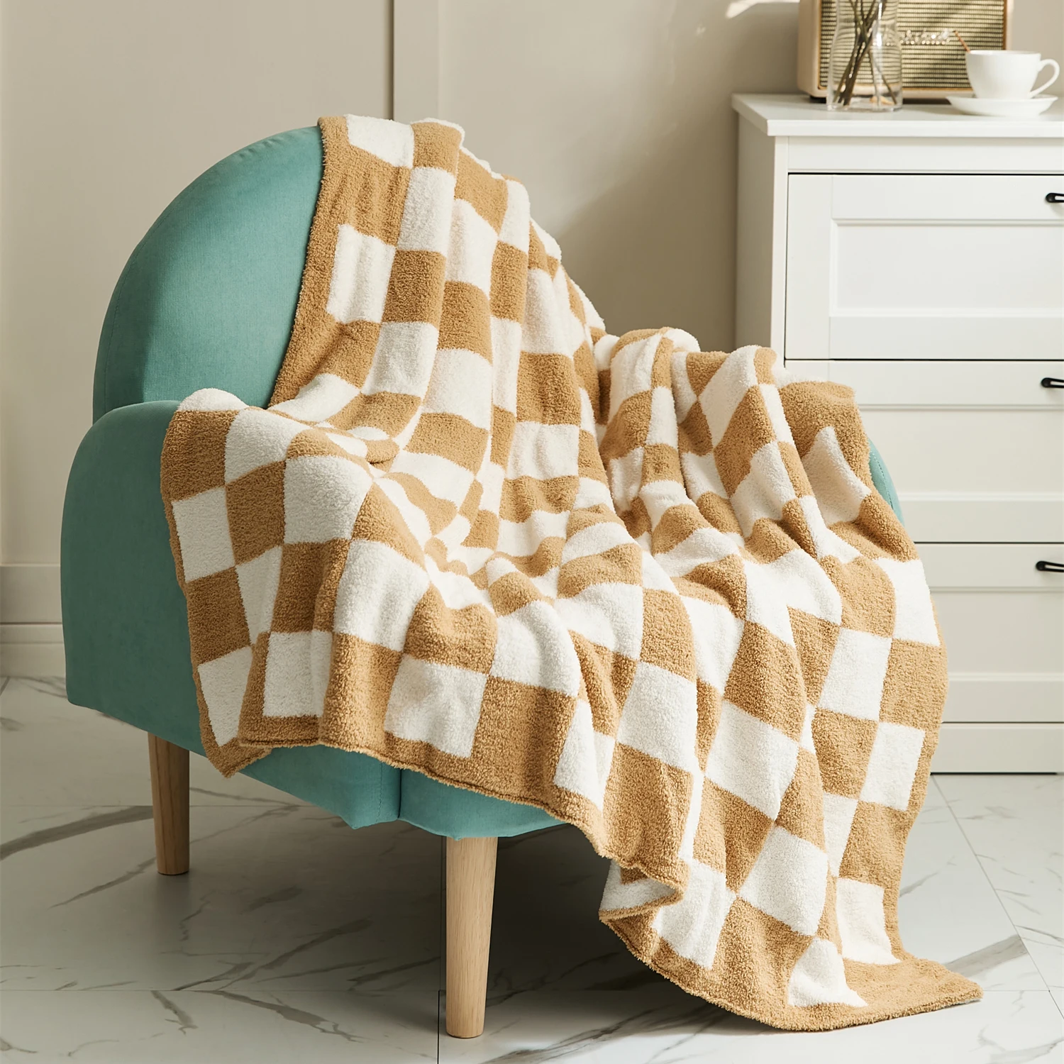 product high quality hot sell  low moq baby bedding checkerboard knitted blanket 2840 for chidren qpg-72