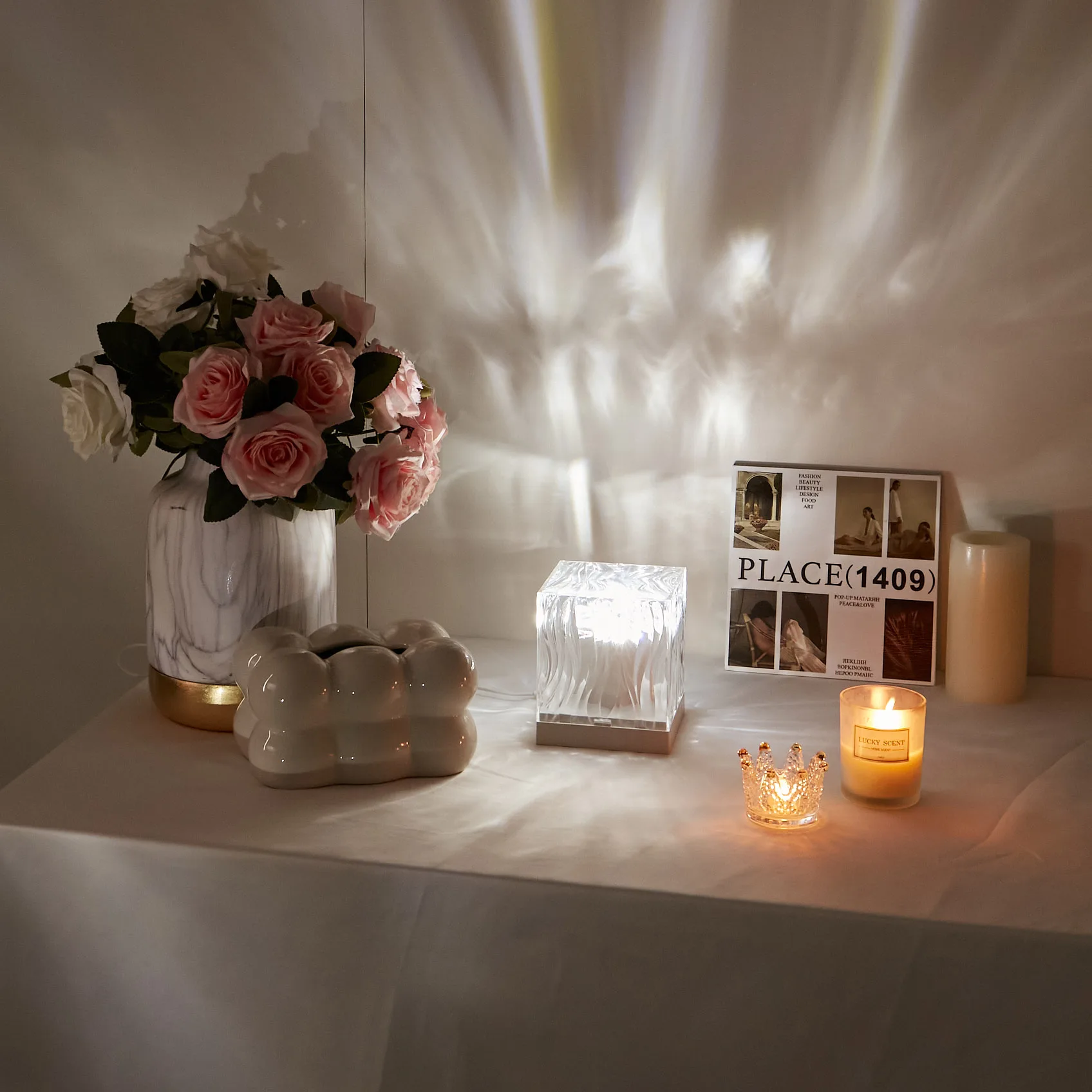 Lampe D'ambiance LED Effet Sel Gemme/marbre - Fonction Minuterie - Piles AA - Deux Tailles - Pour Chambre, Salon