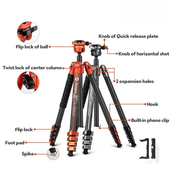 Professional Camera Carbon Fiber Tripod Stand 360 Panorama Digital Video Camera Tripod Professional Tripod
