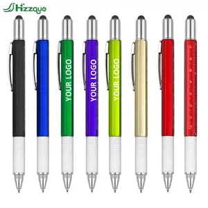 6 in 1 Multifunction Tool Plastic Two-Head Screwdriver Ruler Level Touch for Stylus Sports Ball Pen with Custom Logo Print Gifts
