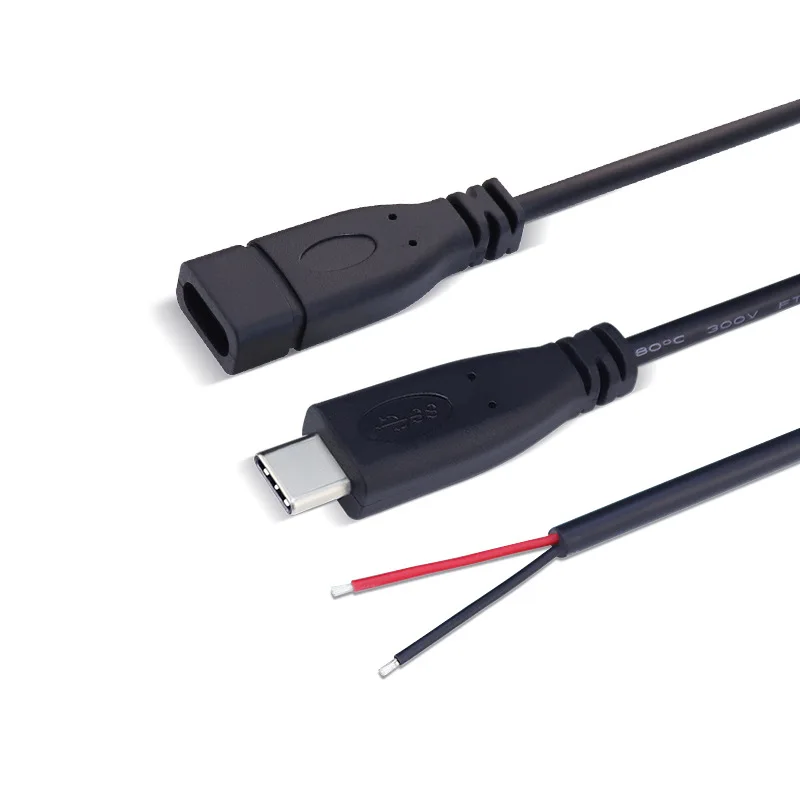 USB Type C to Open End Cable USB C Male Cable 2 Core Type C Female Cable