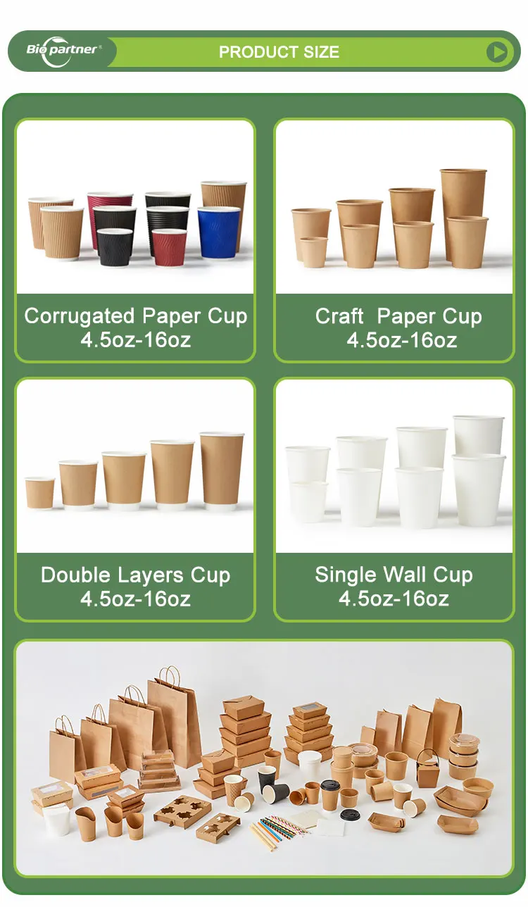 Plastic Free Disposable White Paper Coffee Cup Takeout Paper Cup One ...