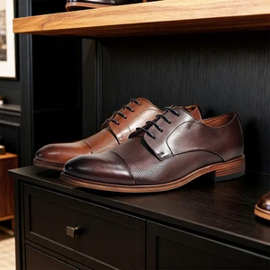 Hot Selling Lace-up Men's Genuine Leather Shoes Official  Original Men's Leather Dress Shoes Wing Tip Party Shoes Men