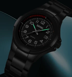 SKMEI 9320 Stainless Steel Business Luxury Fashion Quartz Watch with Glass Dial Water Resistant Men's Simple Design Date Display