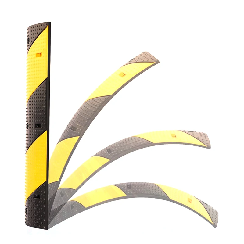 product heavy duty traffic safety rubber speed hump removable yellow black 1 channel cable protector-1