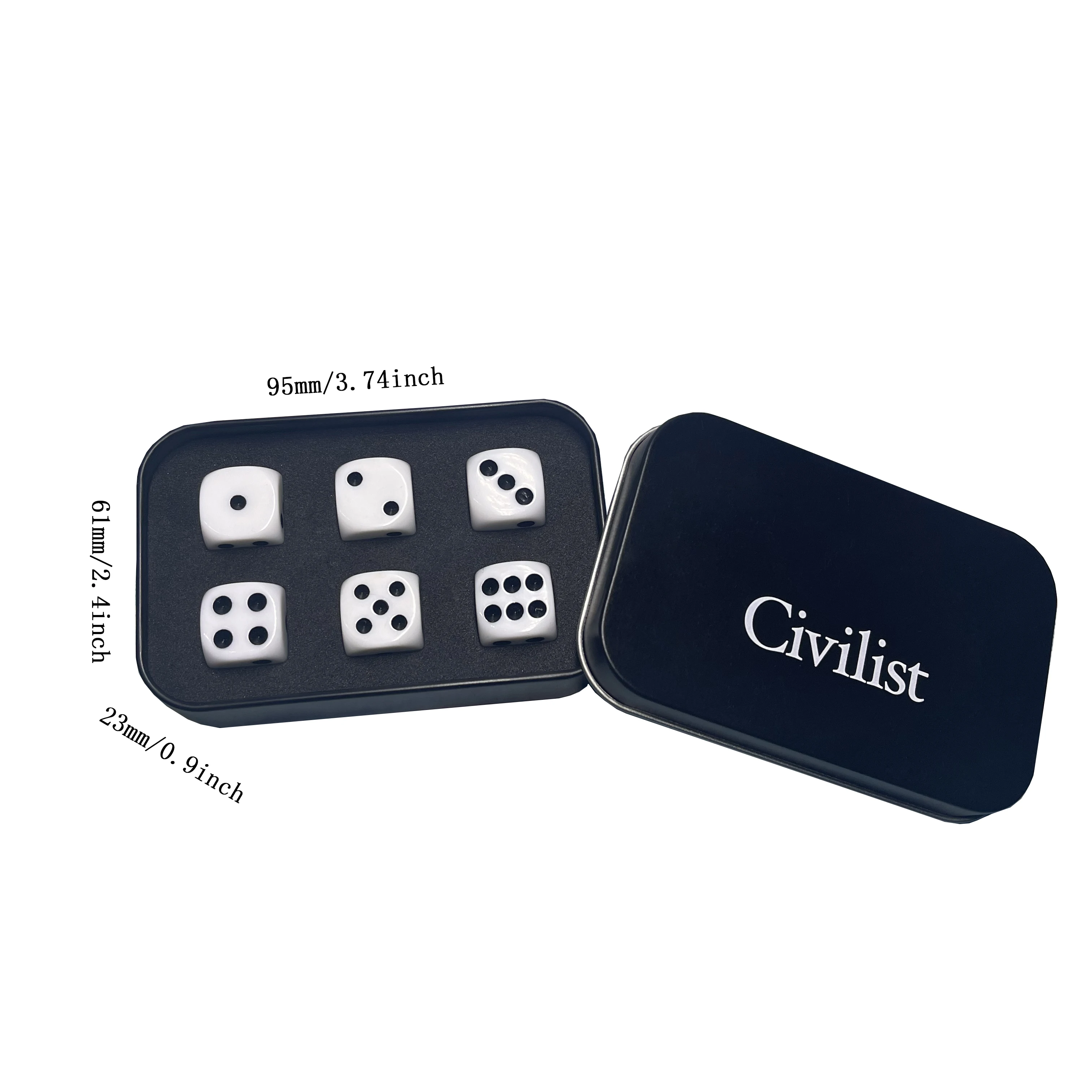 Set of Wooden Dice with Logo Engraved PU Material 16mm Size DND & Game Use Holey Inner EVA Tray for Convenient Storage
