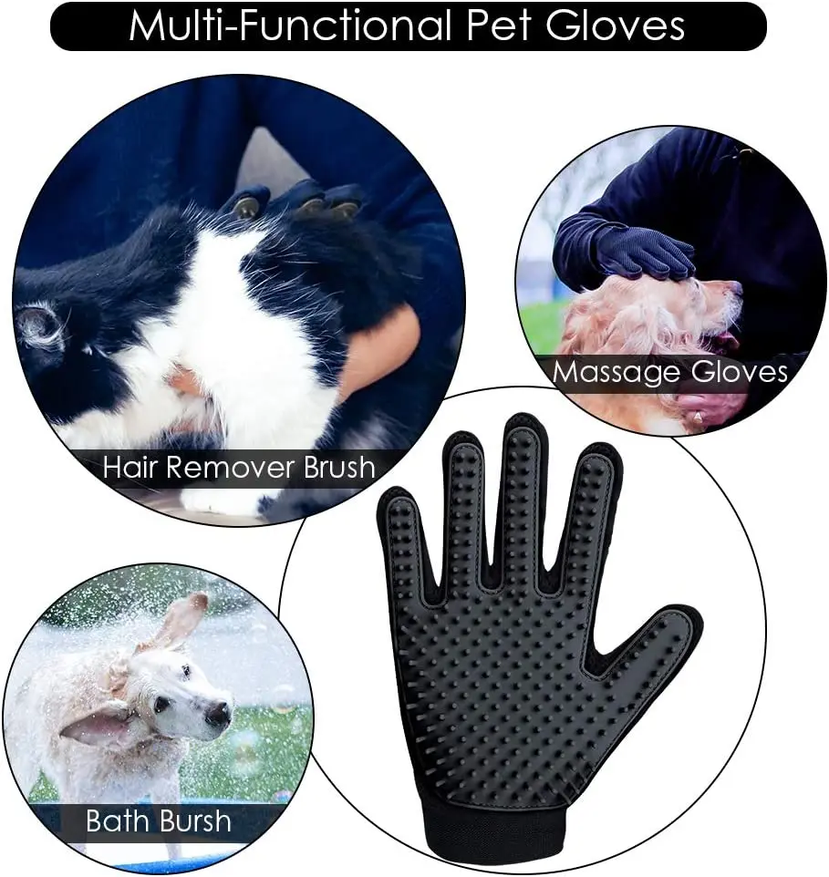 Pet Grooming Gloves Cat Brushes Gloves For Shedding Efficient Pets Hair