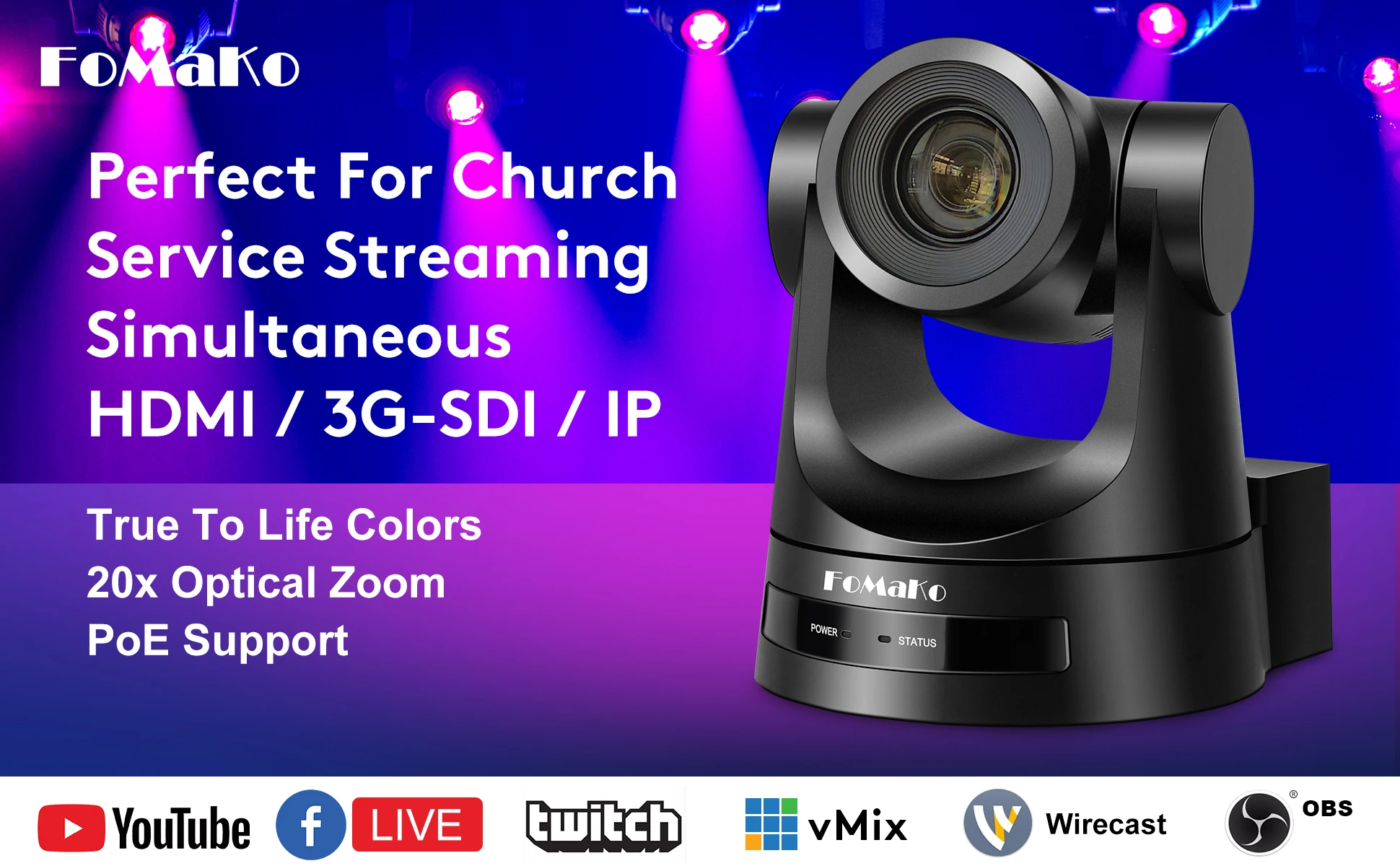 FMK20SDI PTZ Camera - 20x Optical Zoom for Live Streaming