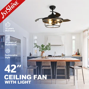 1stshine Ceiling Fan Light Easy Installation Hidden PC Blades 42 Inches Invisible Ceiling Fan with Remote
