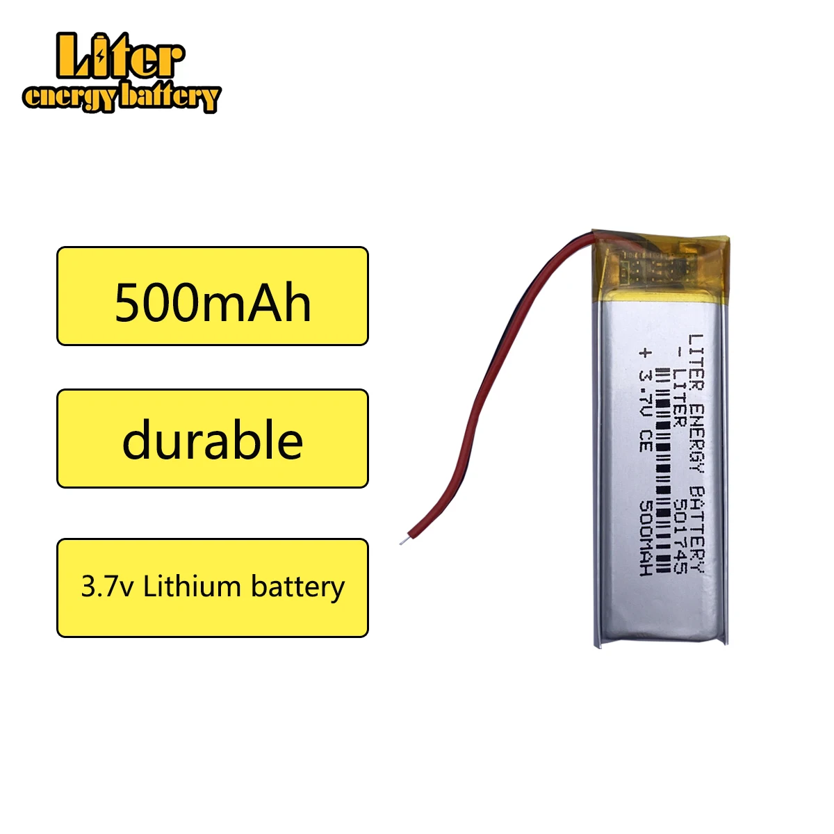 Dvc Battery 3.7V 501745 500mAh Rechargeable Lithium Polymer Battery for MP3, GPS ...