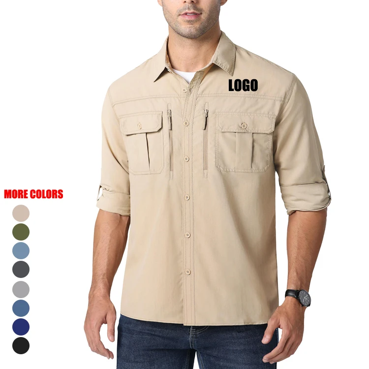 Camisa de senderismo de manga larga con logotipo personalizado al por  mayor, camisas de pesca de secado rápido, camisa deportiva personalizada de 
