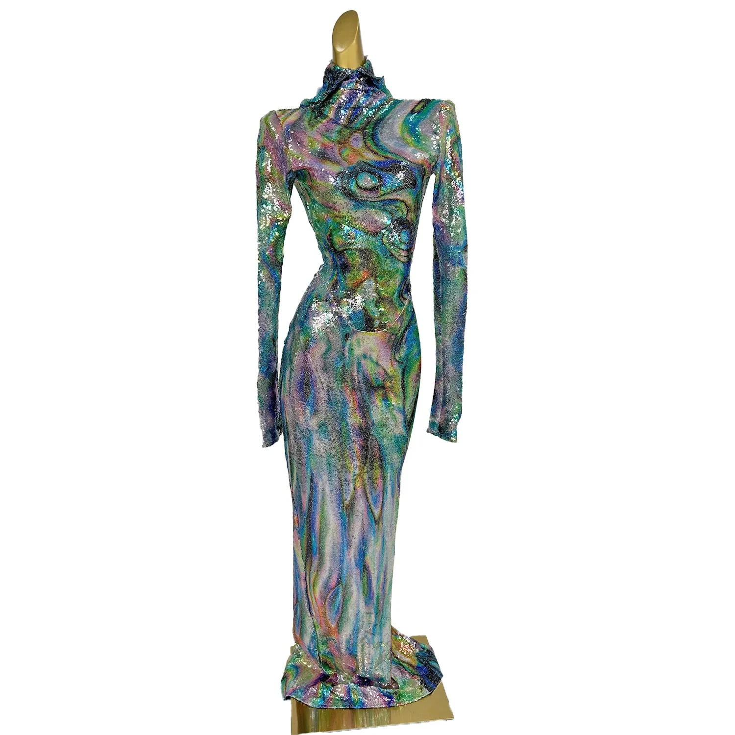 Sihaiyile Sequin Birthday Wedding Hooded Dress Backless Dinner Gown  Showgirl Festival Outfit Women Night Club Party Long Dress