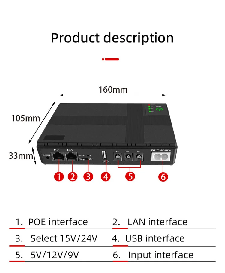 Mini Small Size Ups 1A 2A Battery Supply Power Bank Dc 9V 12V Mini Router Ups for Wifi 4-6hrs Backup