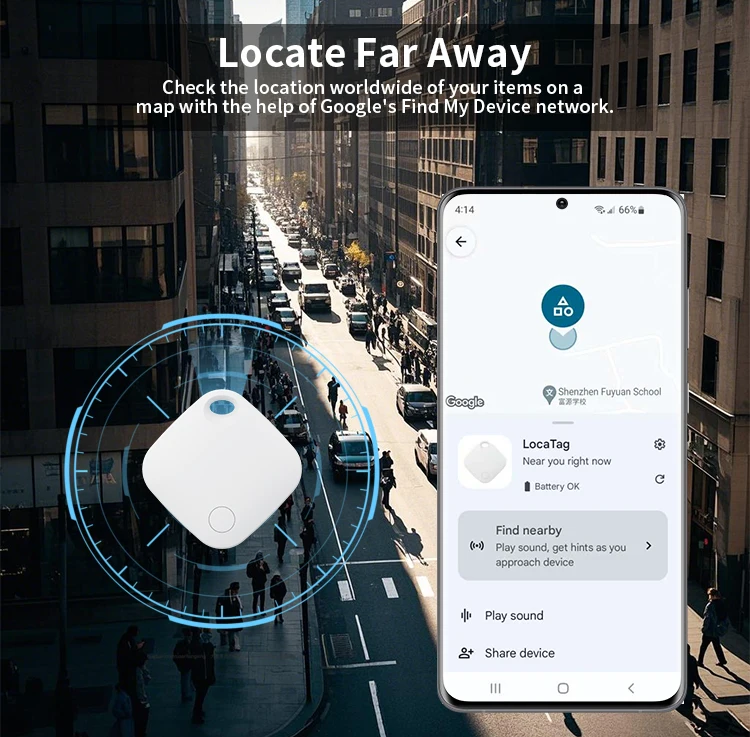 RSH Custom Logo Google Find My Tag Android Smart Tracker Key Finder Locator Wallet Lugggae Pet Tracking GPS Tracker Find Hub factory