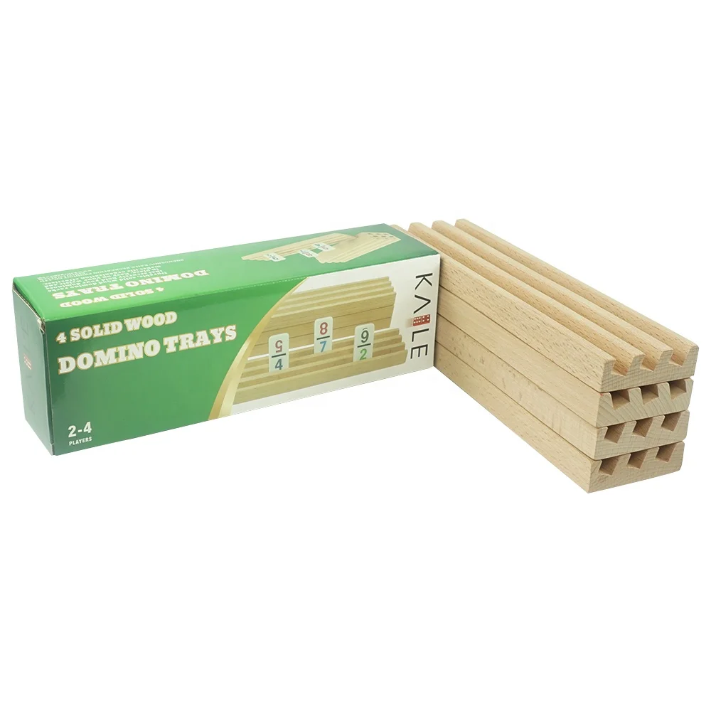 Wholesale Custom Set of 4pcs Domino Rack Set with Beech Material for Domino Chilps Wood Holder