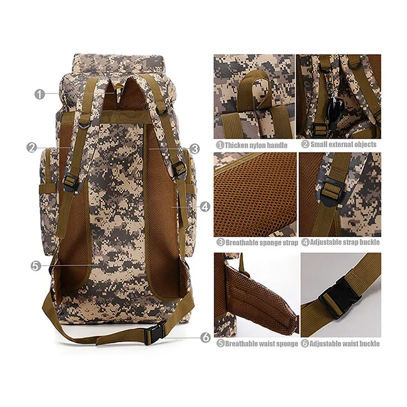 Customized Outdoor Laptop Tactical Backpack Large Waterproof Hunting Rucksack Travel Camouflage Backpack